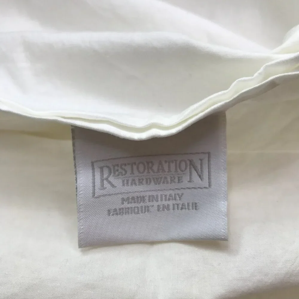 One Pair (Set of 2) Restoration Hardware Pillowcases QUEEN 100% Cotton ITALY